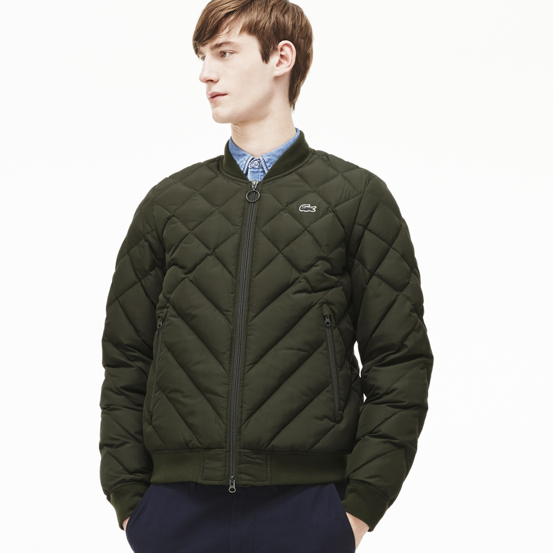 Lacoste L!ve Diamond Quilted Down Bomber Jacket BH9287: Baobab Lacoste L!ve Diamond Quilted Down Bomber Jacket BH9287: Baobab