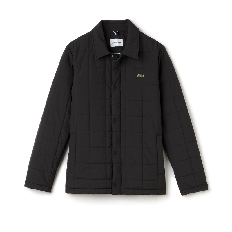 Lacoste Quilted Car Coat BH9478: Black Lacoste Quilted Car Coat BH9478: Black